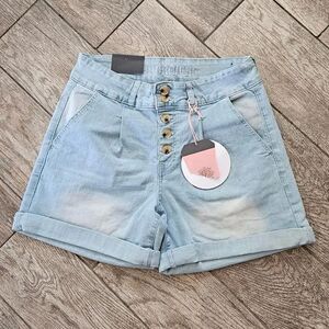 Hydraulic Murray Curvy Hi Rise Light Denim Wash Shorts Size 8